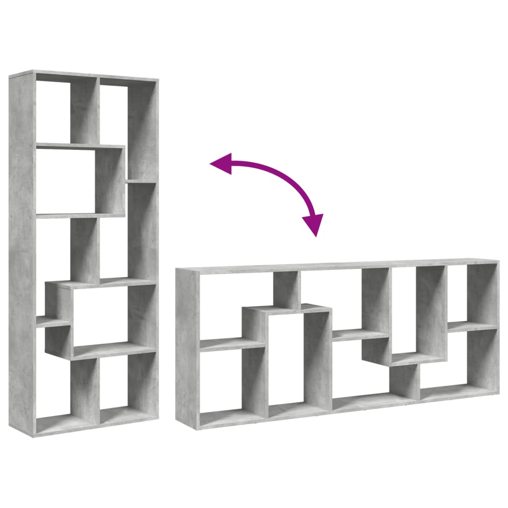 Room Divider Bookcase Concrete Grey 67x25x161.5 cm