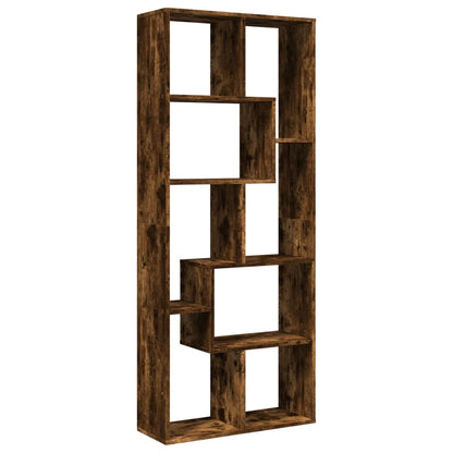 Room Divider Bookcase Smoked Oak 67x25x161,5 cm Engineered Wood