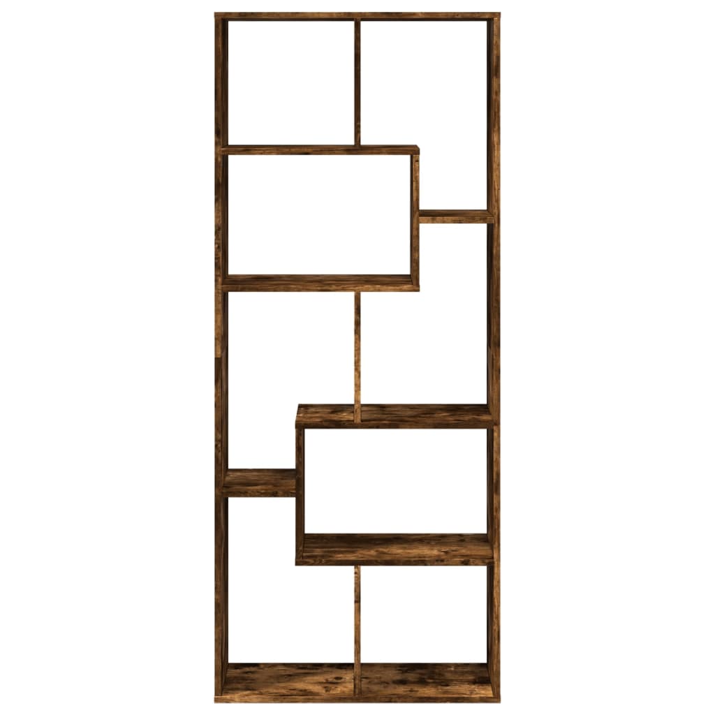 Room Divider Bookcase Smoked Oak 67x25x161,5 cm Engineered Wood