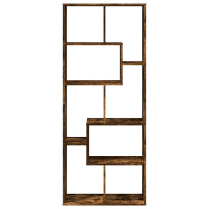 Room Divider Bookcase Smoked Oak 67x25x161,5 cm Engineered Wood
