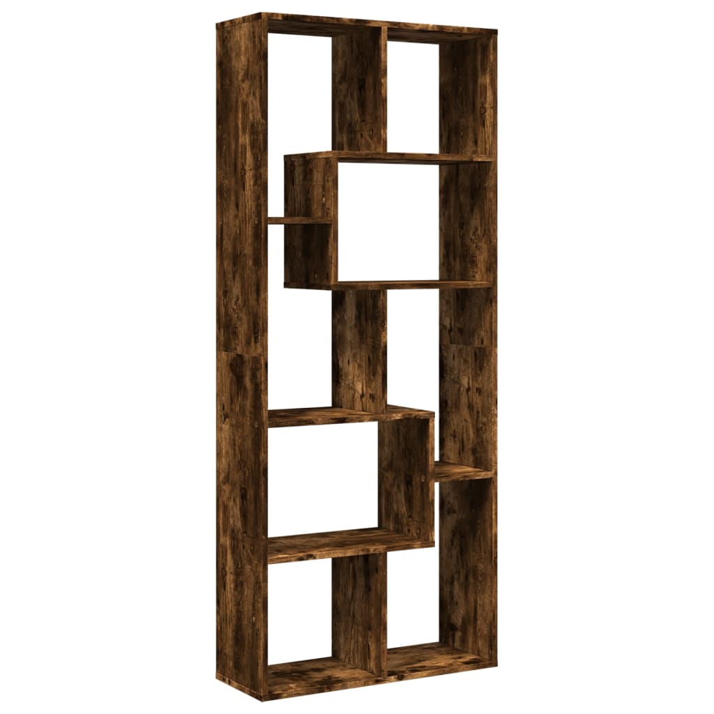 Room Divider Bookcase Smoked Oak 67x25x161,5 cm Engineered Wood