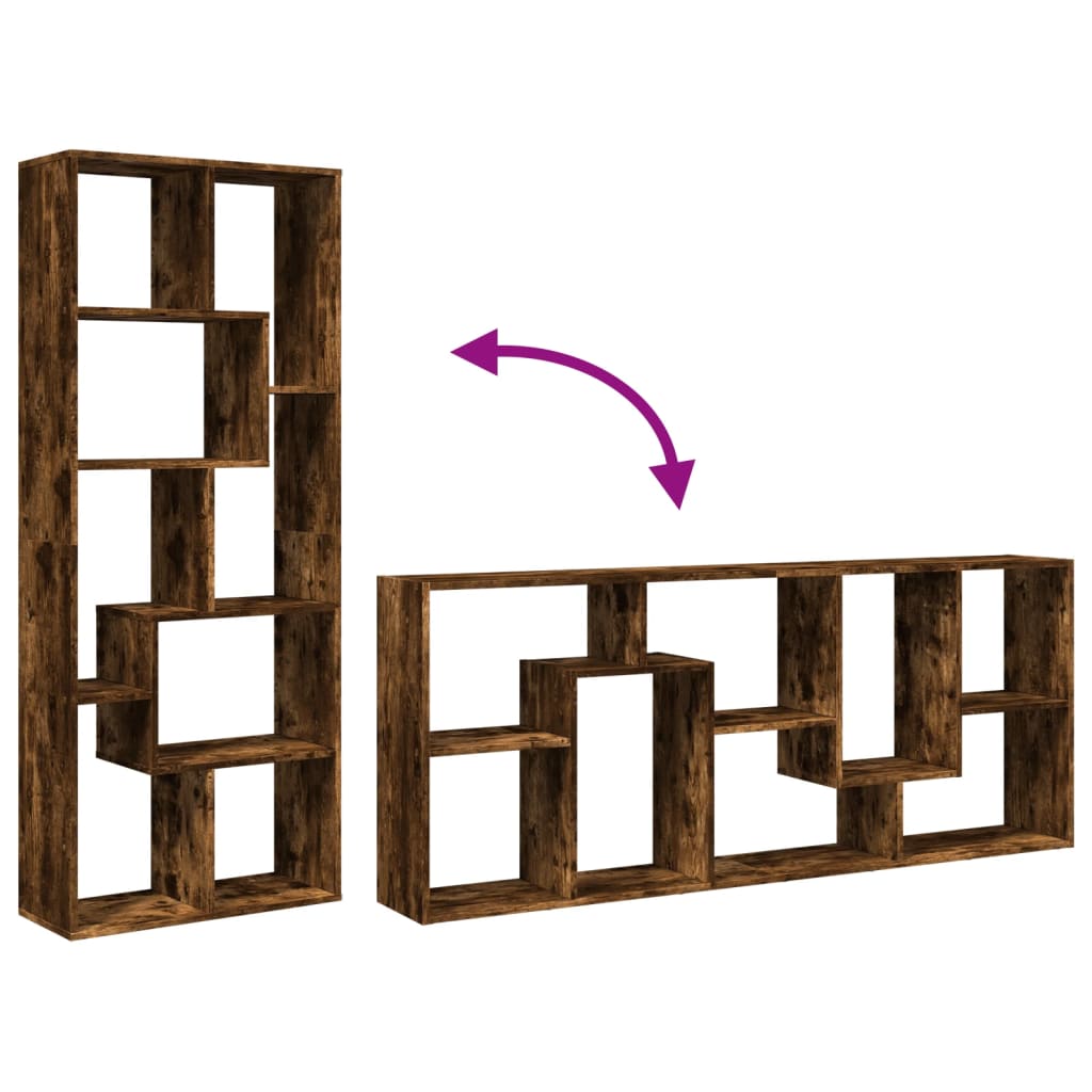 Room Divider Bookcase Smoked Oak 67x25x161,5 cm Engineered Wood