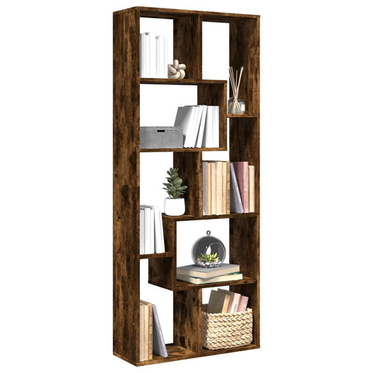 Room Divider Bookcase Smoked Oak 67x25x161,5 cm Engineered Wood