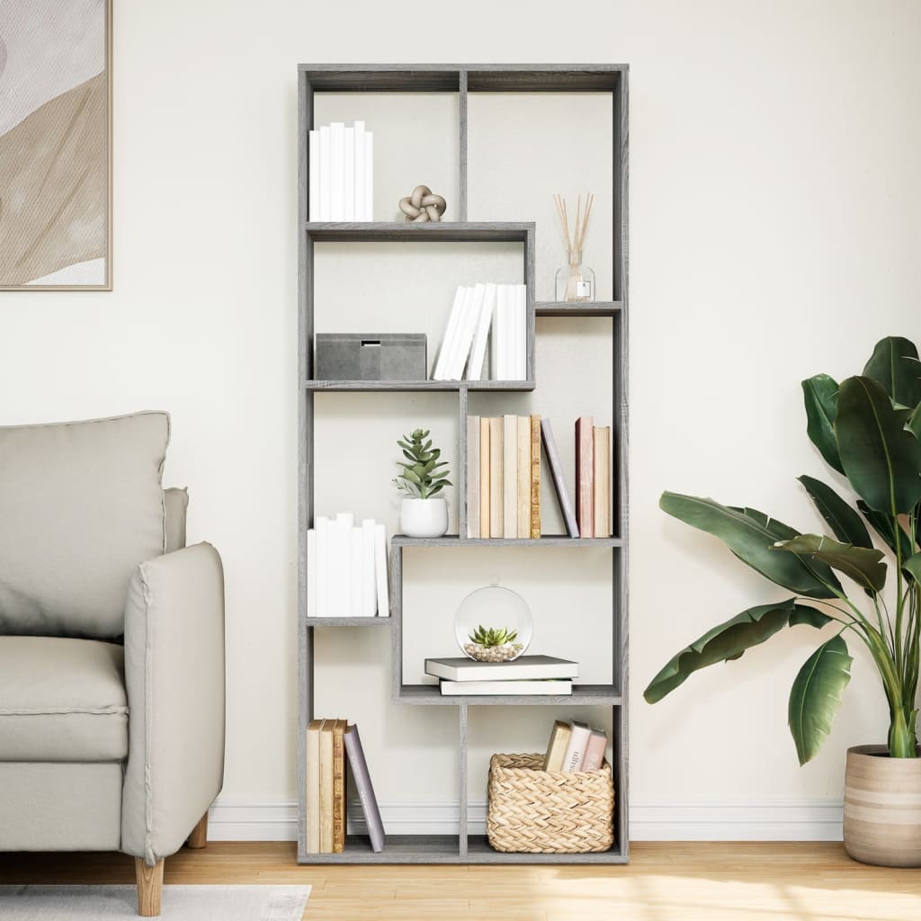 Room Divider Bookcase Grey Sonoma 67x25x161,5 cm Engineered Wood