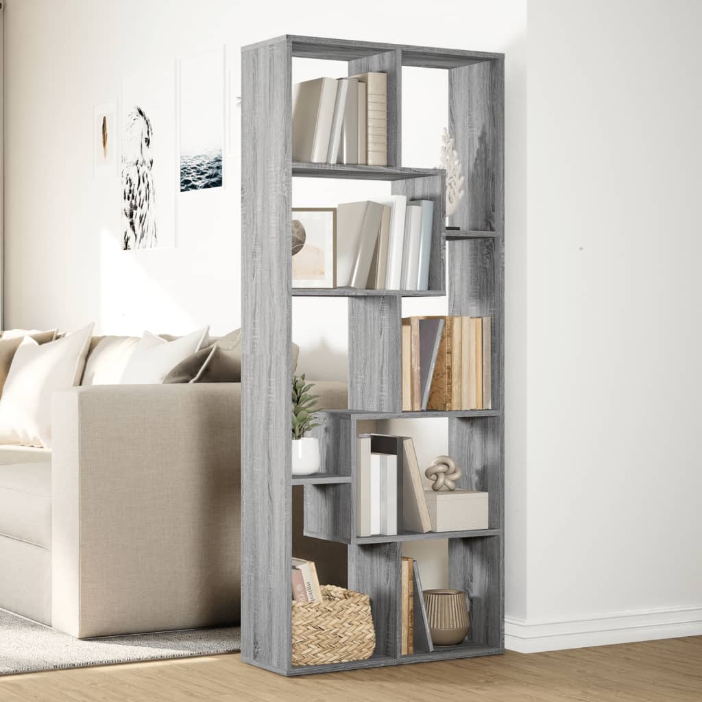 Room Divider Bookcase Grey Sonoma 67x25x161,5 cm Engineered Wood