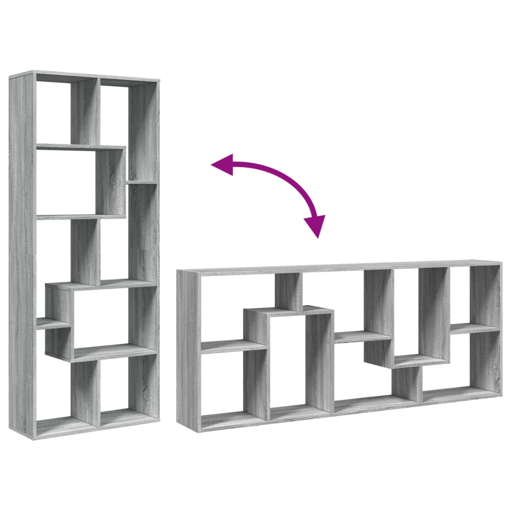 Room Divider Bookcase Grey Sonoma 67x25x161,5 cm Engineered Wood