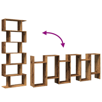 Room Divider Bookcase 6-Tier Old Wood 70x24x193 cm Engineered Wood