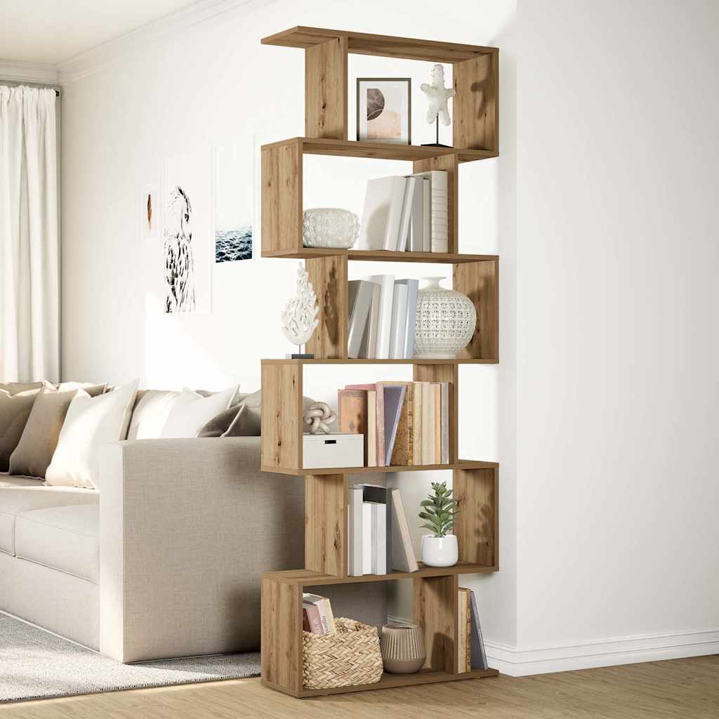 Room Divider Bookcase 6-Tier Artisan Oak 70x24x193 cm Engineered Wood