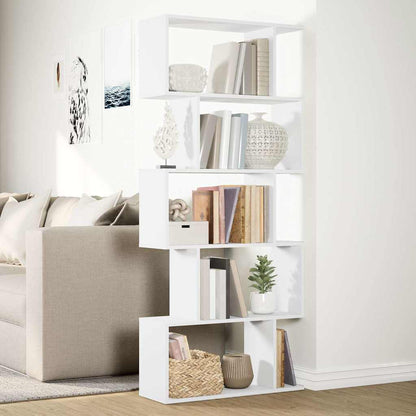 Room Divider Bookcase 5-Tier White 70x24x161 cm Engineered Wood