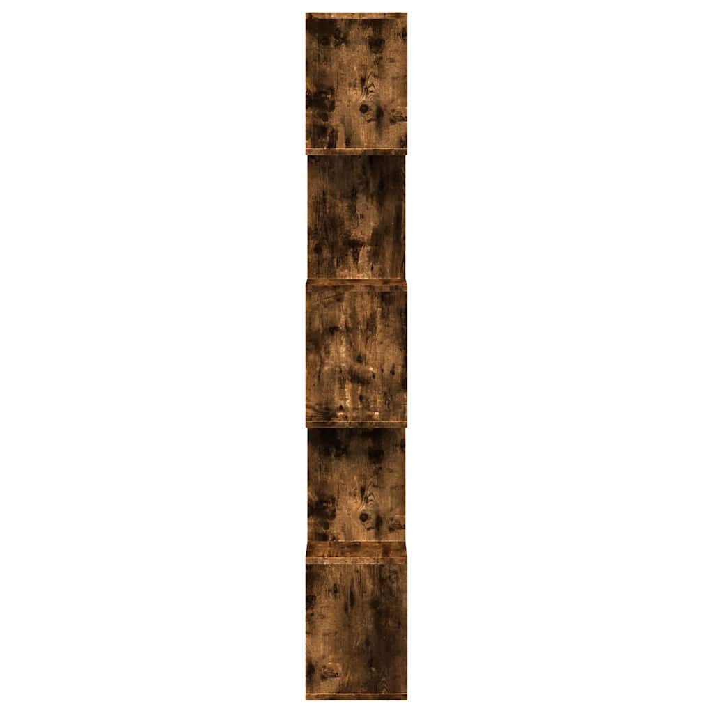 Room Divider Bookcase 5-Tier Smoked Oak 70x24x161 cm Engineered Wood