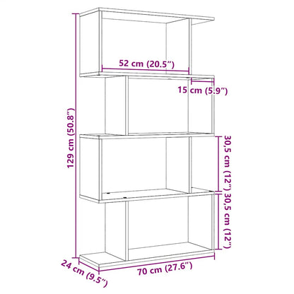 Room Divider Bookcase 4-Tier Artisan Oak 70x24x129 cm Engineered Wood