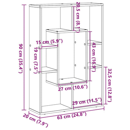 Bookcase White 63x20x90 cm Engineered Wood