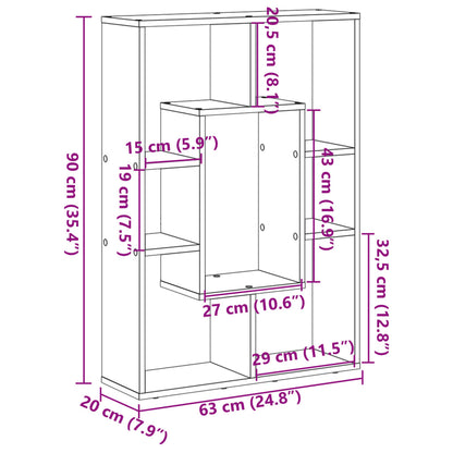 Bookcase Concrete Grey 63x20x90 cm Engineered Wood