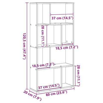 Bookcase White 60x20x120.5 cm Engineered Wood