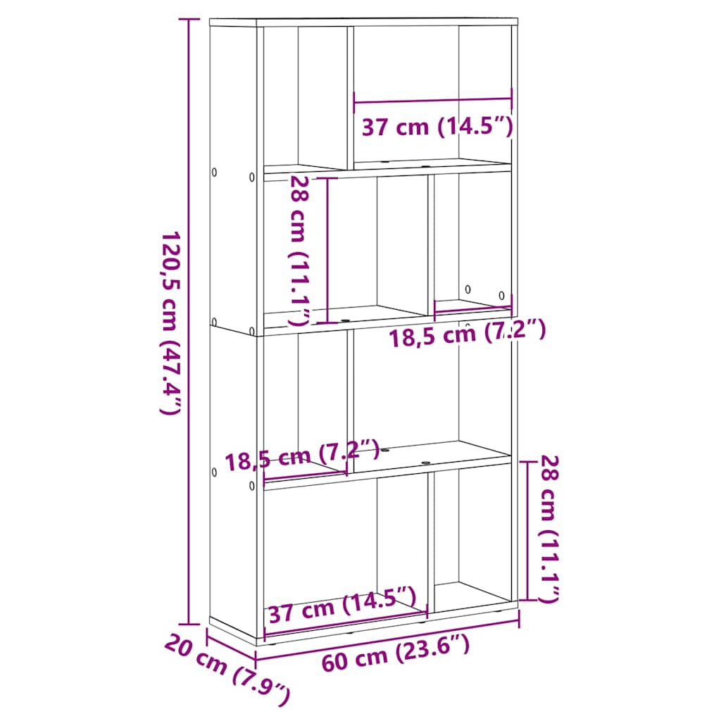 Bookcase Sonoma Oak 60x20x120.5 cm Engineered Wood
