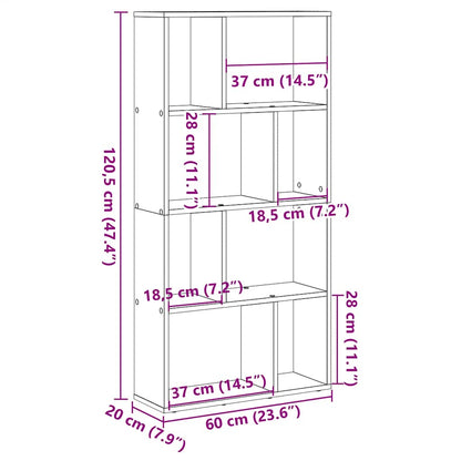 Bookcase Concrete Grey 60x20x120.5 cm Engineered Wood