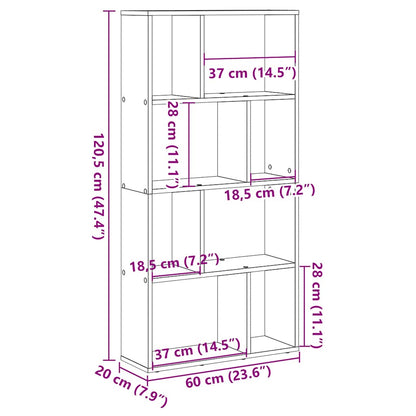 Bookcase Brown Oak 60x20x120.5 cm Engineered Wood