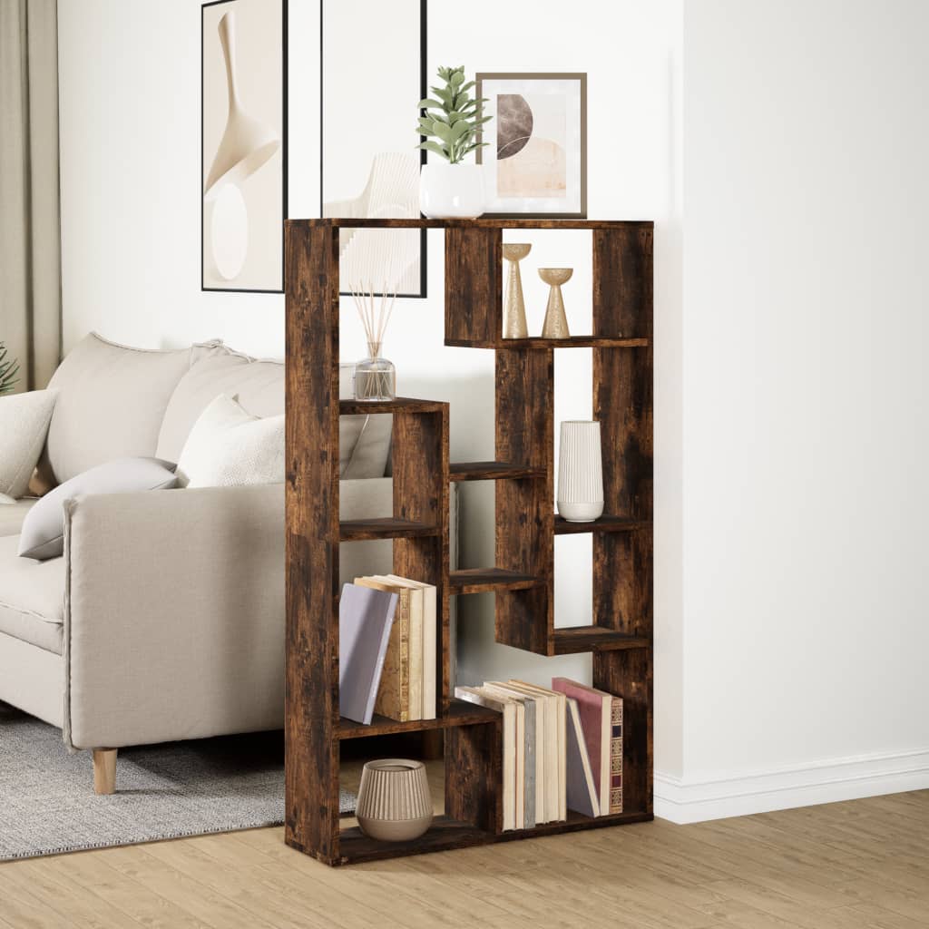 Bookcase Smoked Oak 72x20x120.5 cm Engineered Wood
