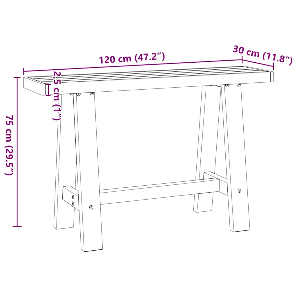 Console Table NOAIN A-Shaped Legs 120x30x75 cm Solid Wood Pine