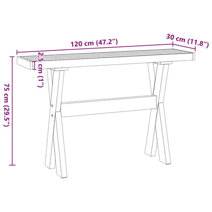 Console Table NOAIN X-Shaped Legs 120x30x75 cm Solid Wood Pine