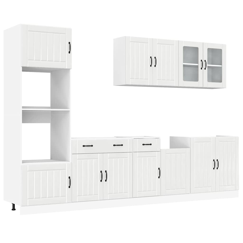 7 Piece Kitchen Cabinet Set Lucca High Gloss White Engineered Wood
