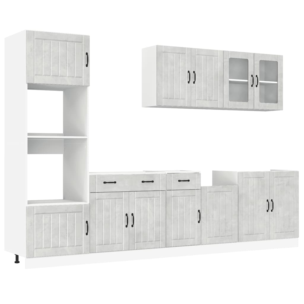 7 Piece Kitchen Cabinet Set Lucca Concrete Grey Engineered Wood