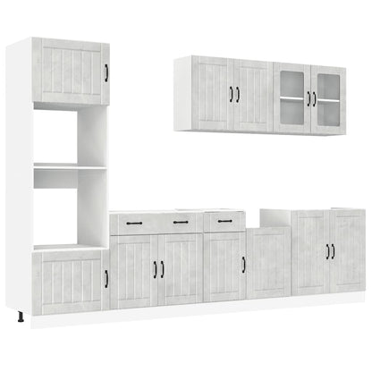 7 Piece Kitchen Cabinet Set Lucca Concrete Grey Engineered Wood