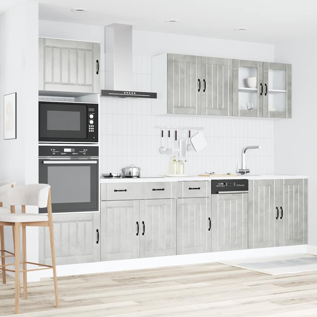 7 Piece Kitchen Cabinet Set Lucca Concrete Grey Engineered Wood