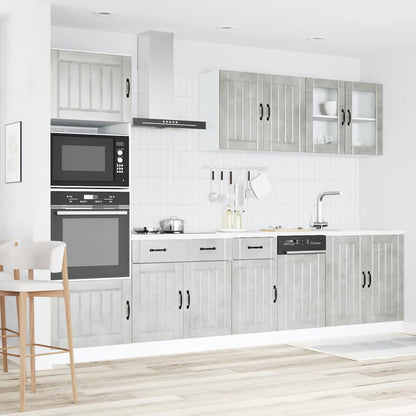 7 Piece Kitchen Cabinet Set Lucca Concrete Grey Engineered Wood