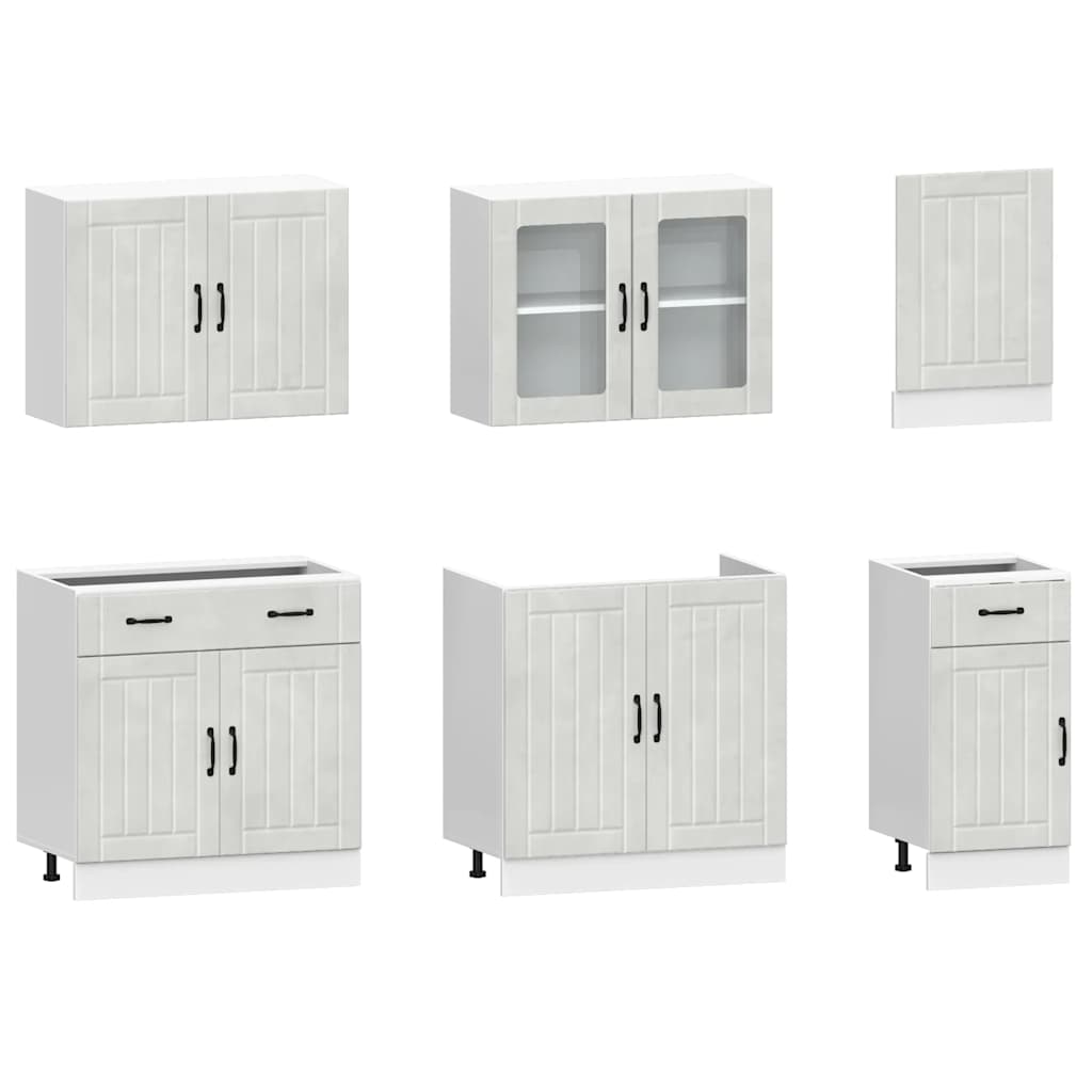 7 Piece Kitchen Cabinet Set Lucca Concrete Grey Engineered Wood