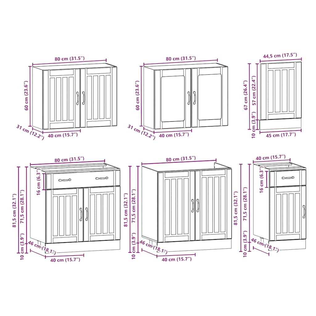 7 Piece Kitchen Cabinet Set Lucca Concrete Grey Engineered Wood