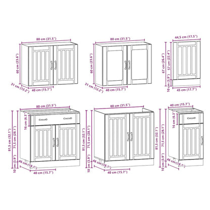 7 Piece Kitchen Cabinet Set Lucca Concrete Grey Engineered Wood