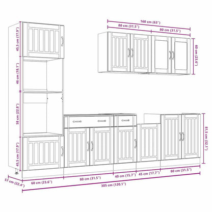 7 Piece Kitchen Cabinet Set Lucca Concrete Grey Engineered Wood