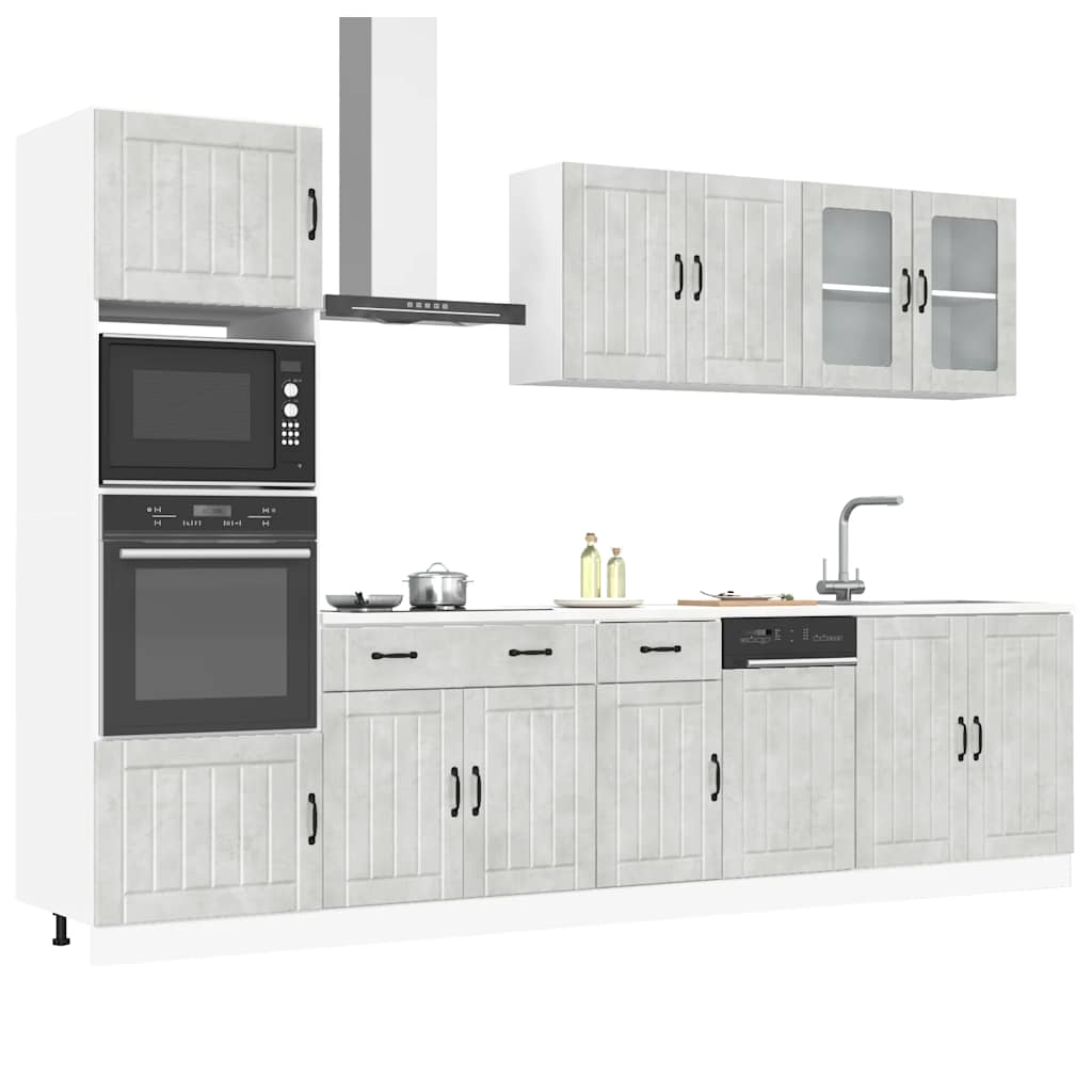 7 Piece Kitchen Cabinet Set Lucca Concrete Grey Engineered Wood