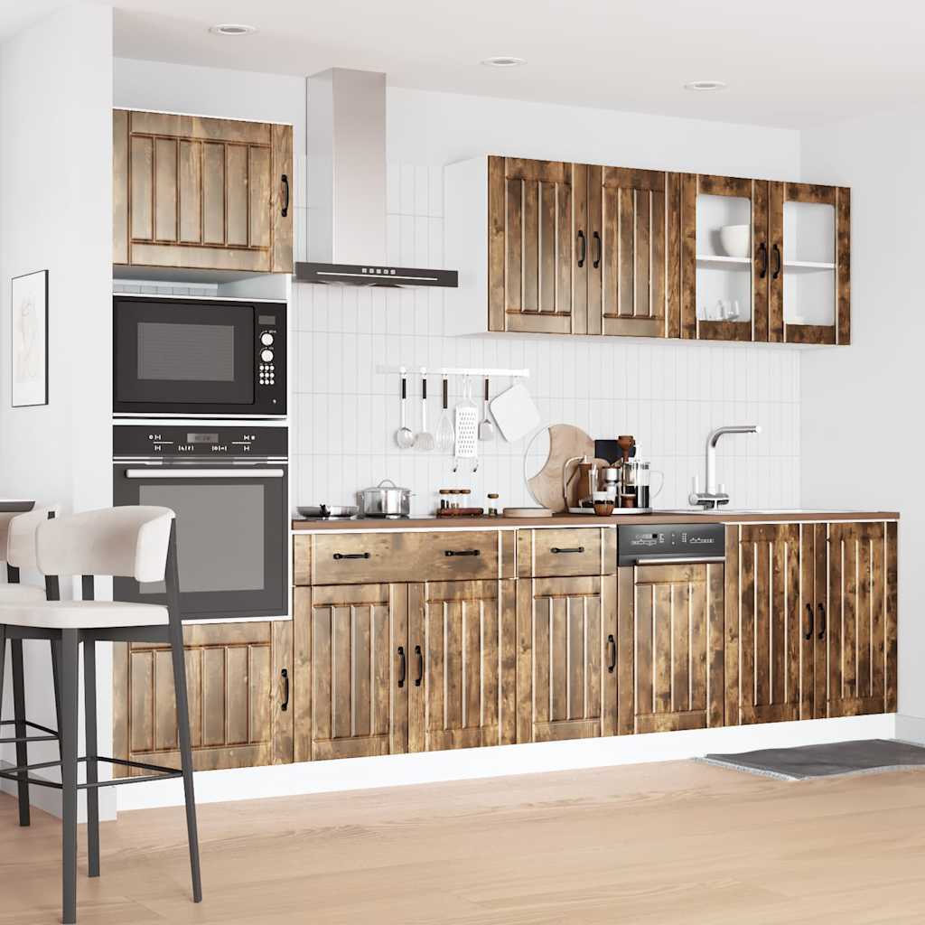 7 Piece Kitchen Cabinet Set Lucca Smoked Oak Engineered Wood