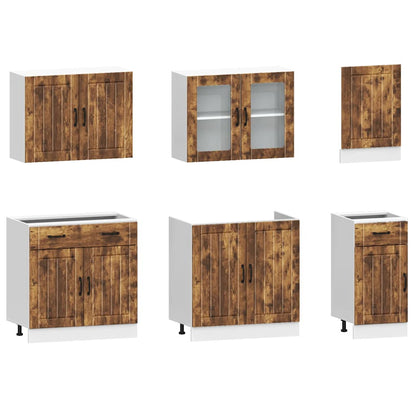 7 Piece Kitchen Cabinet Set Lucca Smoked Oak Engineered Wood