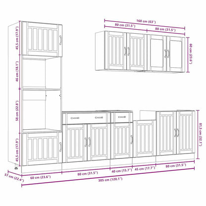 7 Piece Kitchen Cabinet Set Lucca Smoked Oak Engineered Wood