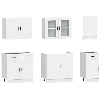 7 Piece Kitchen Cabinet Set Porto White Engineered Wood