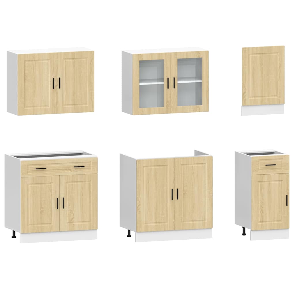 7 Piece Kitchen Cabinet Set Porto Sonoma Oak Engineered Wood