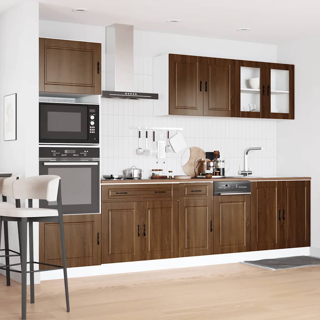 7 Piece Kitchen Cabinet Set Porto Brown Oak Engineered Wood
