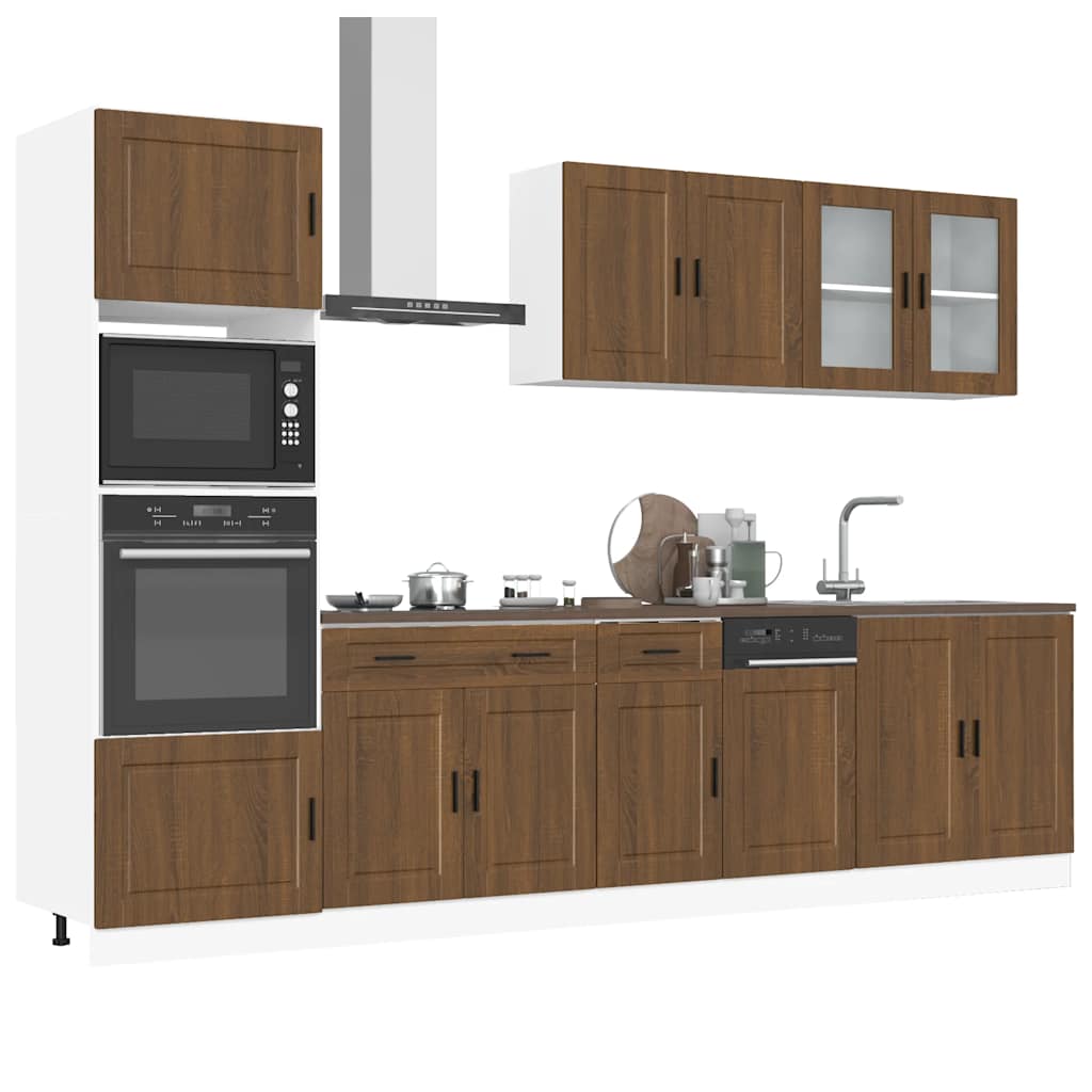 7 Piece Kitchen Cabinet Set Porto Brown Oak Engineered Wood