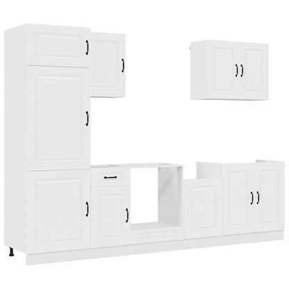 7 Piece Kitchen Cabinet Set "Kalmar" White Engineered Wood