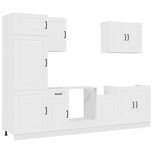 7 Piece Kitchen Cabinet Set "Kalmar" White Engineered Wood