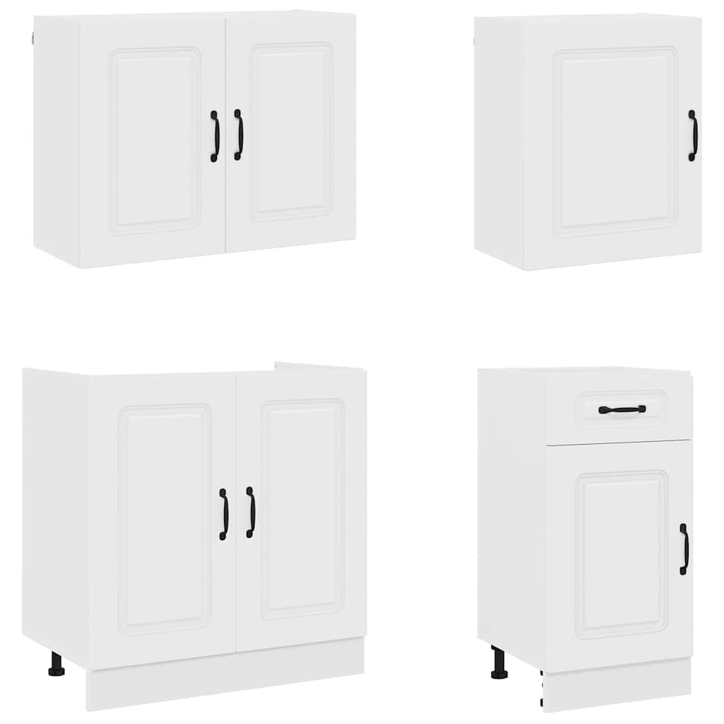 7 Piece Kitchen Cabinet Set "Kalmar" White Engineered Wood