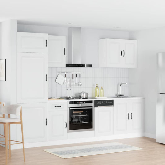 7 Piece Kitchen Cabinet Set "Kalmar" White Engineered Wood