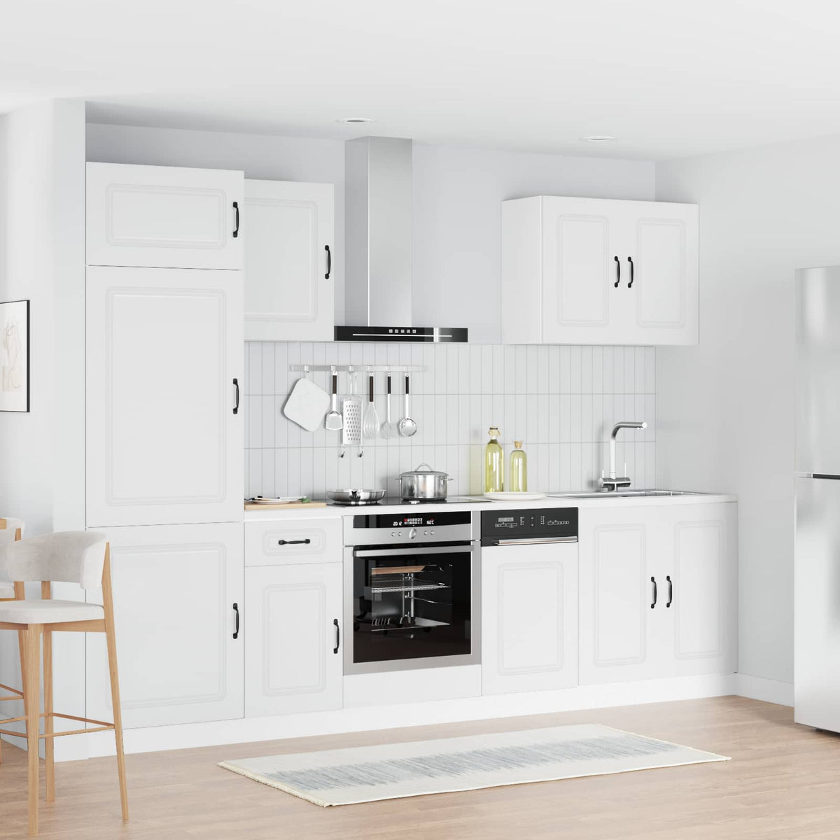 7 Piece Kitchen Cabinet Set "Kalmar" White Engineered Wood