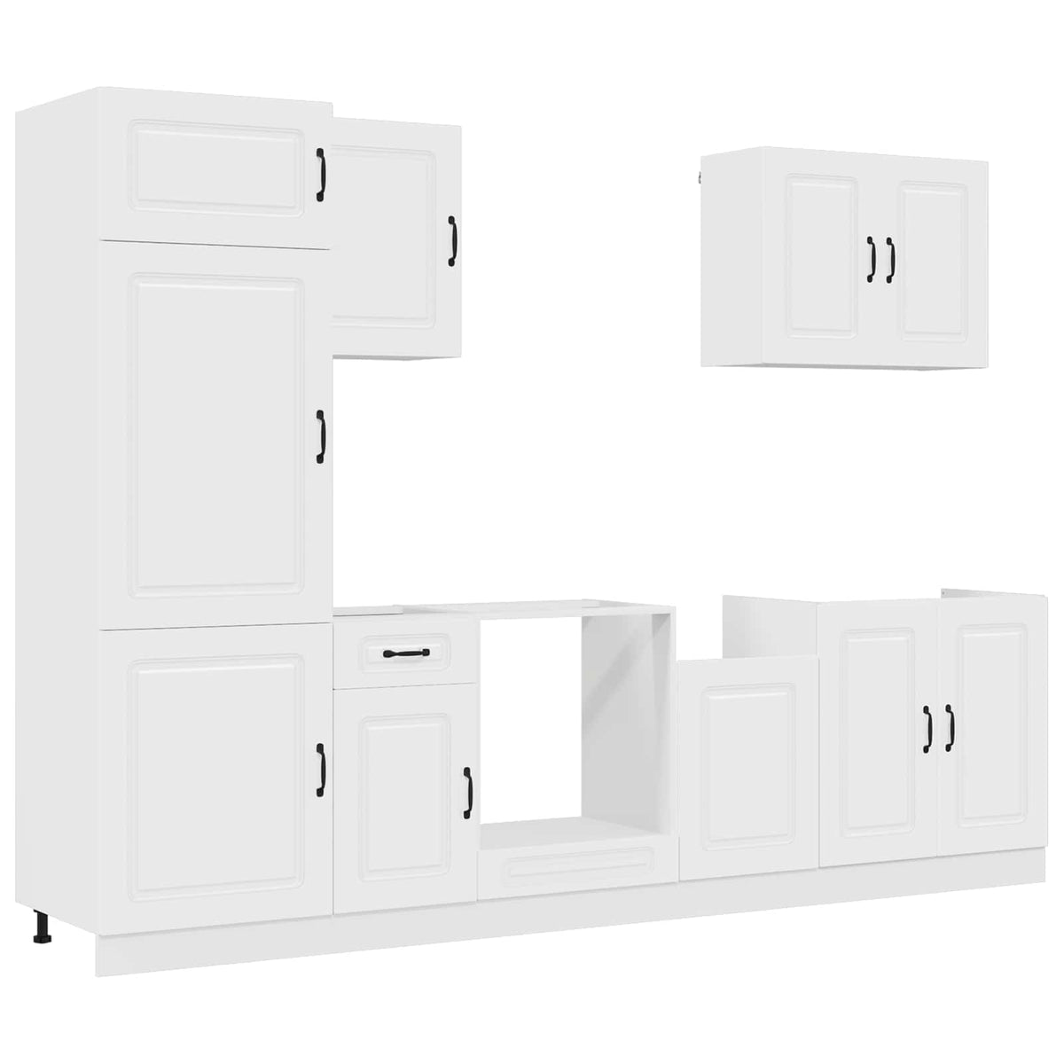 7 Piece Kitchen Cabinet Set "Kalmar" White Engineered Wood