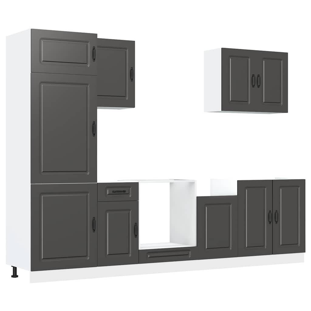 7 Piece Kitchen Cabinet Set Kalmar Black Engineered Wood