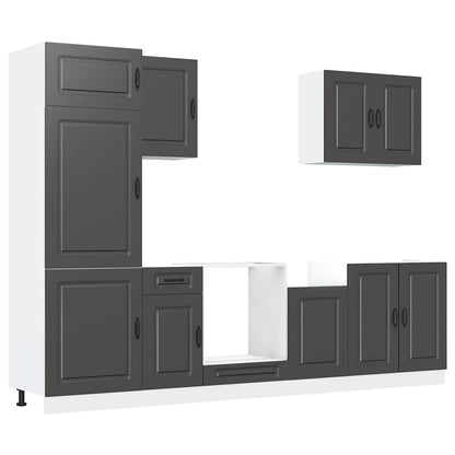 7 Piece Kitchen Cabinet Set Kalmar Black Engineered Wood
