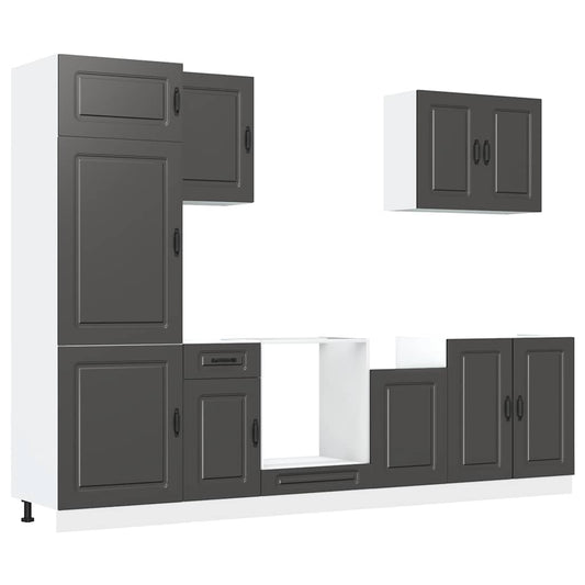 7 Piece Kitchen Cabinet Set Kalmar Black Engineered Wood